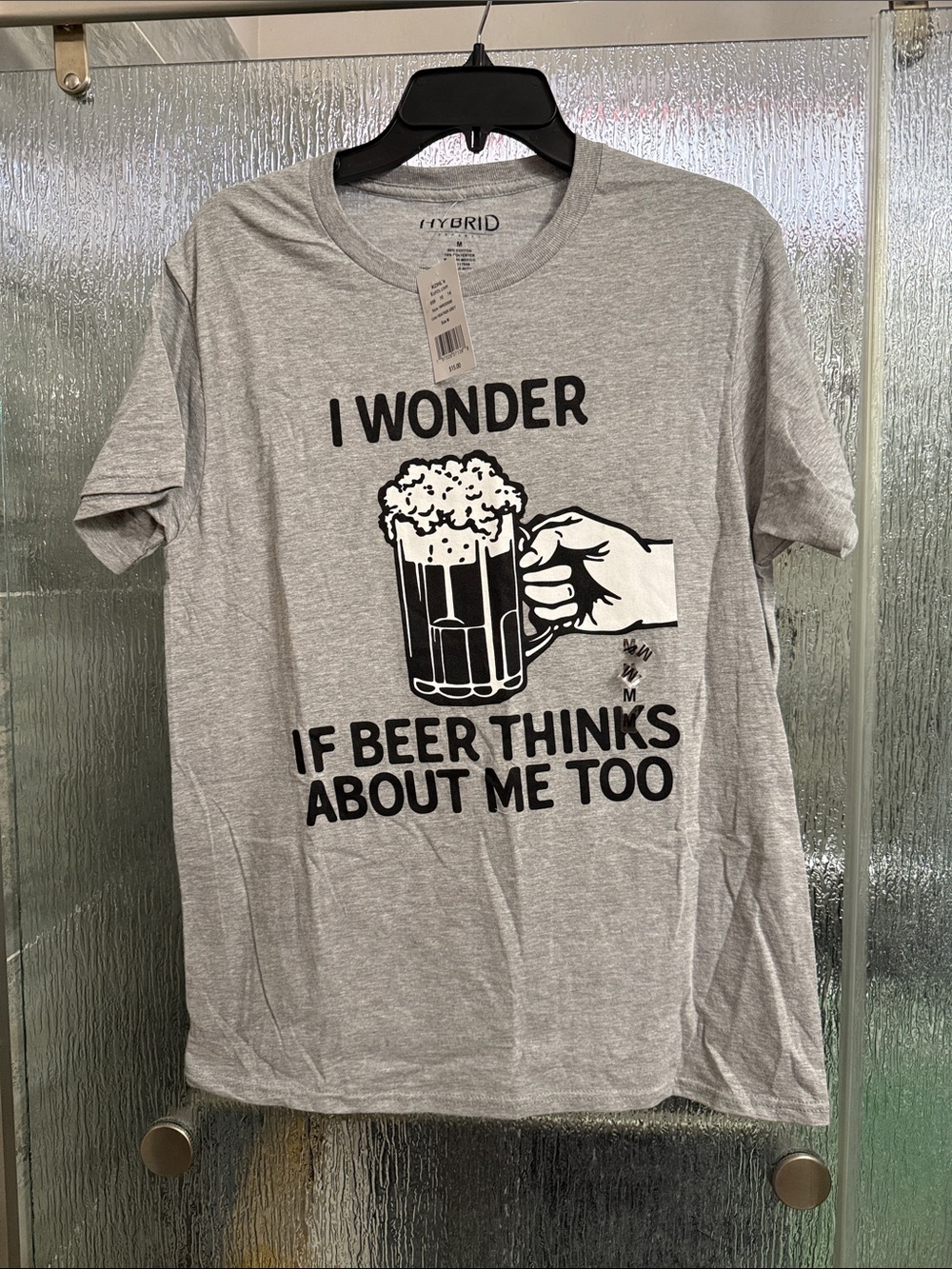 Hybrid Apparel Light Gray Short-Sleeve Graphic Tee - Beer Mug Hand Print